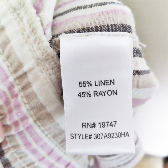 Unbranded Pastel Pink Gray and White Striped Linen Blend Pants Size XL - Picture 7 of 7